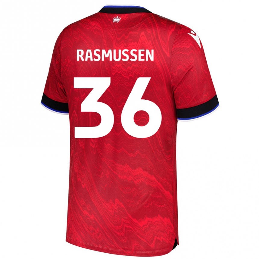 Kids Football Tash Rasmussen #36 Red Black Away Jersey 2024/25 T-Shirt Australia