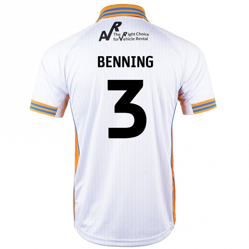 Kids Football Mal Benning #3 White Away Jersey 2024/25 T-Shirt Australia