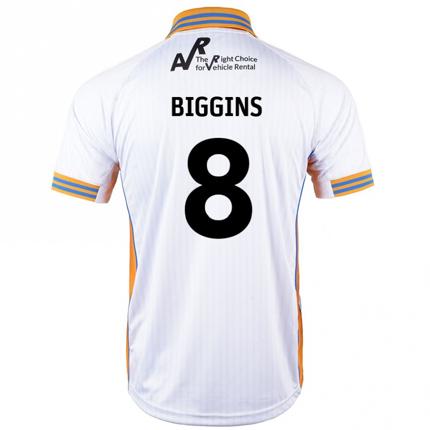 Kids Football Harrison Biggins #8 White Away Jersey 2024/25 T-Shirt Australia