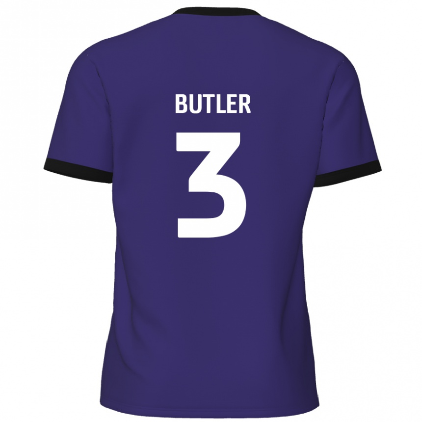 Kids Football Dan Butler #3 Purple Away Jersey 2024/25 T-Shirt Australia