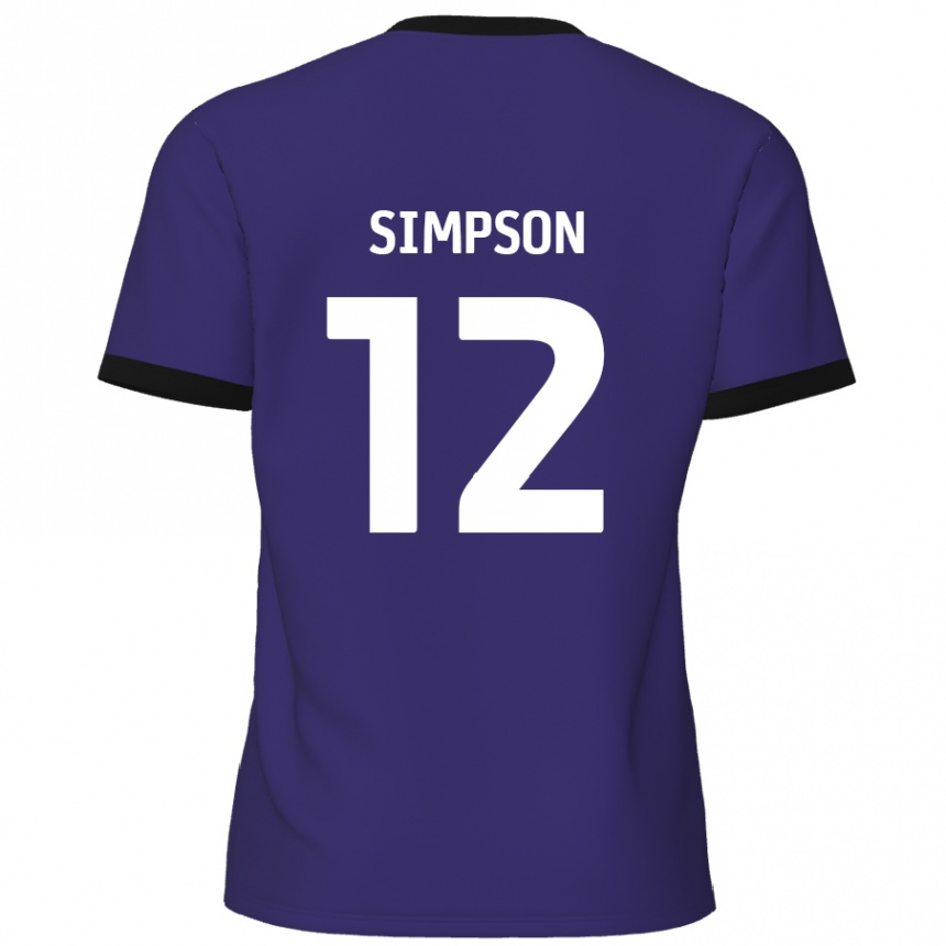 Kids Football Tyreece Simpson #12 Purple Away Jersey 2024/25 T-Shirt Australia