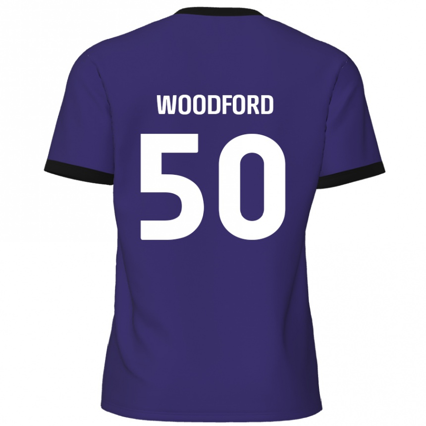 Kids Football Max Woodford #50 Purple Away Jersey 2024/25 T-Shirt Australia