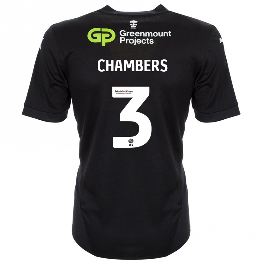 Kids Football Luke Chambers #3 Black Away Jersey 2024/25 T-Shirt Australia