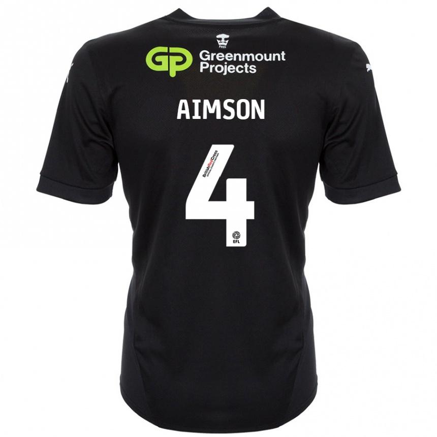 Kids Football Will Aimson #4 Black Away Jersey 2024/25 T-Shirt Australia