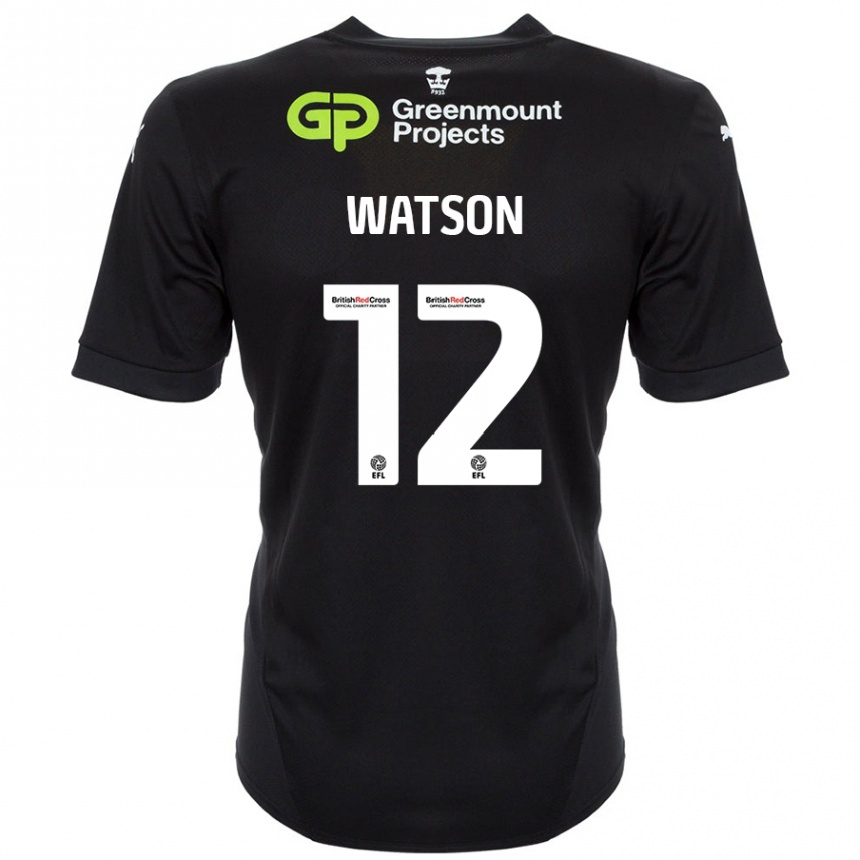 Kids Football Tom Watson #12 Black Away Jersey 2024/25 T-Shirt Australia