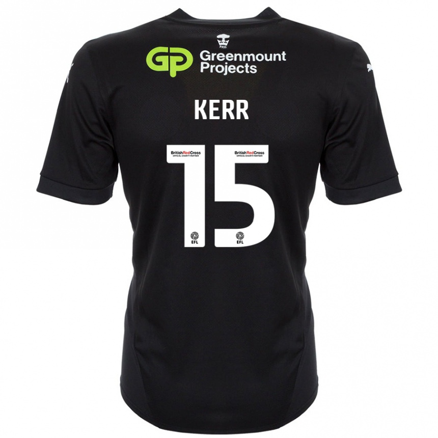 Kids Football Jason Kerr #15 Black Away Jersey 2024/25 T-Shirt Australia