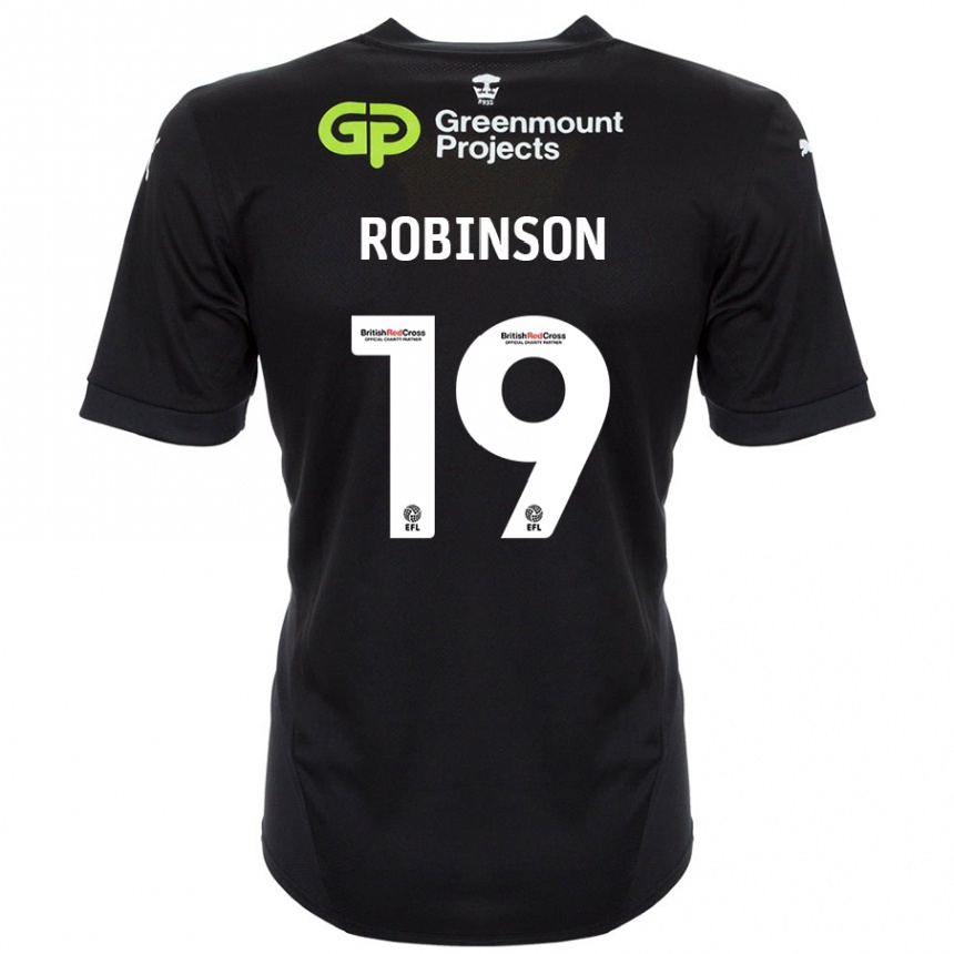 Kids Football Luke Robinson #19 Black Away Jersey 2024/25 T-Shirt Australia