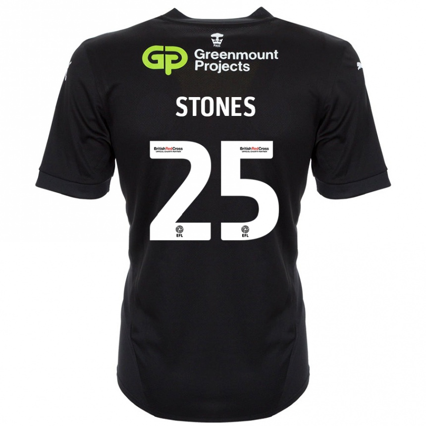 Kids Football Josh Stones #25 Black Away Jersey 2024/25 T-Shirt Australia