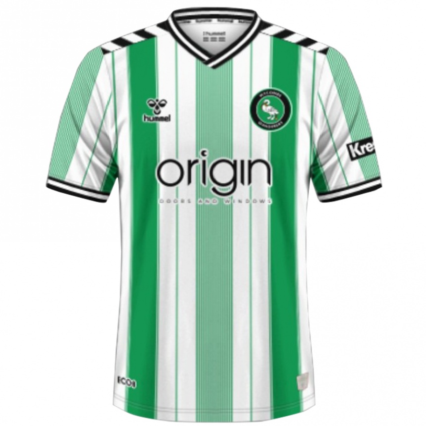 Kids Football Nathan Bishop #22 Green White Stripes Away Jersey 2024/25 T-Shirt Australia