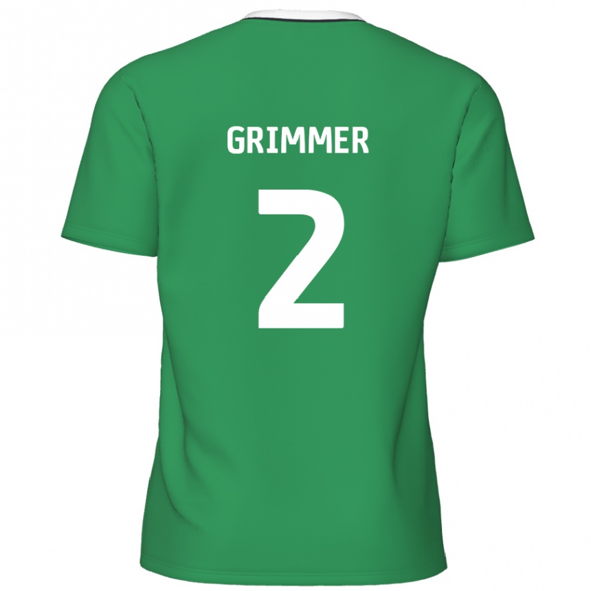 Kids Football Jack Grimmer #2 Green White Stripes Away Jersey 2024/25 T-Shirt Australia