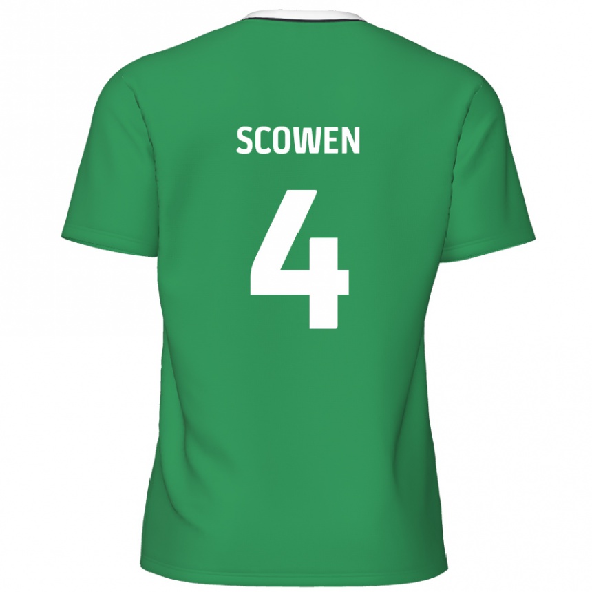 Kids Football Josh Scowen #4 Green White Stripes Away Jersey 2024/25 T-Shirt Australia