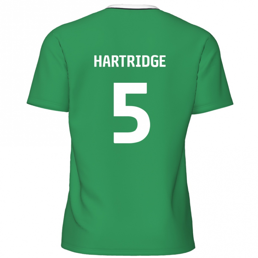 Kids Football Alex Hartridge #5 Green White Stripes Away Jersey 2024/25 T-Shirt Australia