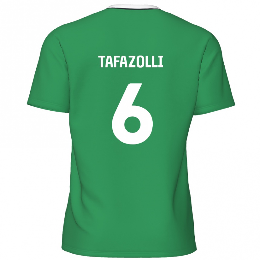 Kids Football Ryan Tafazolli #6 Green White Stripes Away Jersey 2024/25 T-Shirt Australia