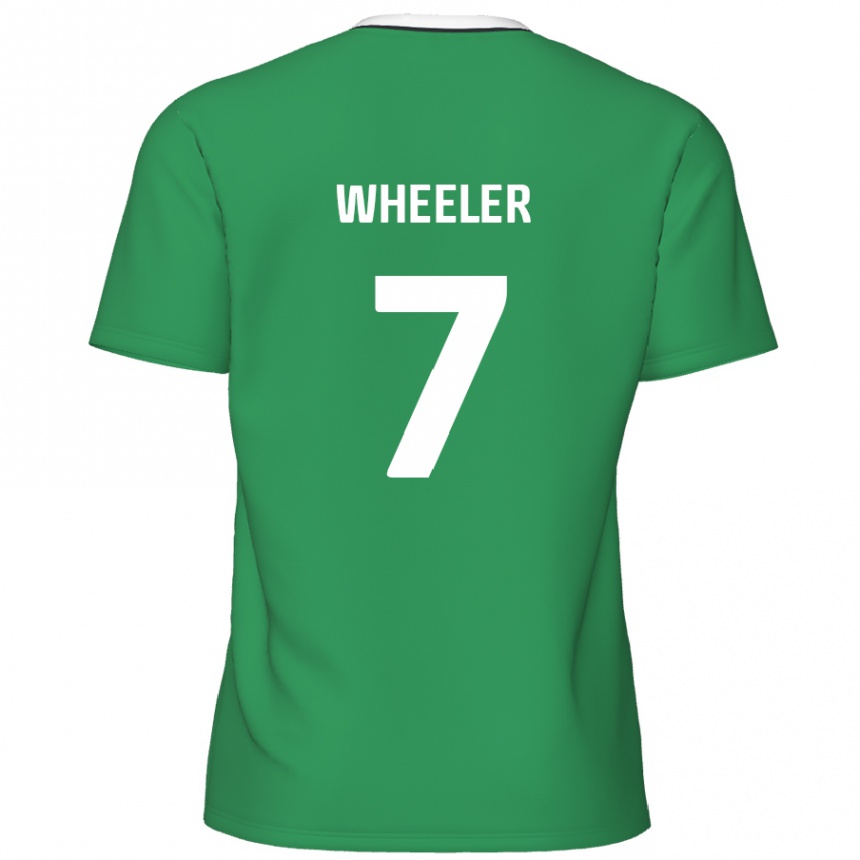 Kids Football David Wheeler #7 Green White Stripes Away Jersey 2024/25 T-Shirt Australia