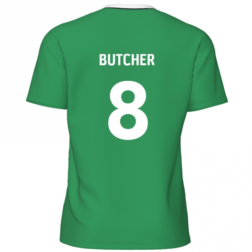 Kids Football Matt Butcher #8 Green White Stripes Away Jersey 2024/25 T-Shirt Australia