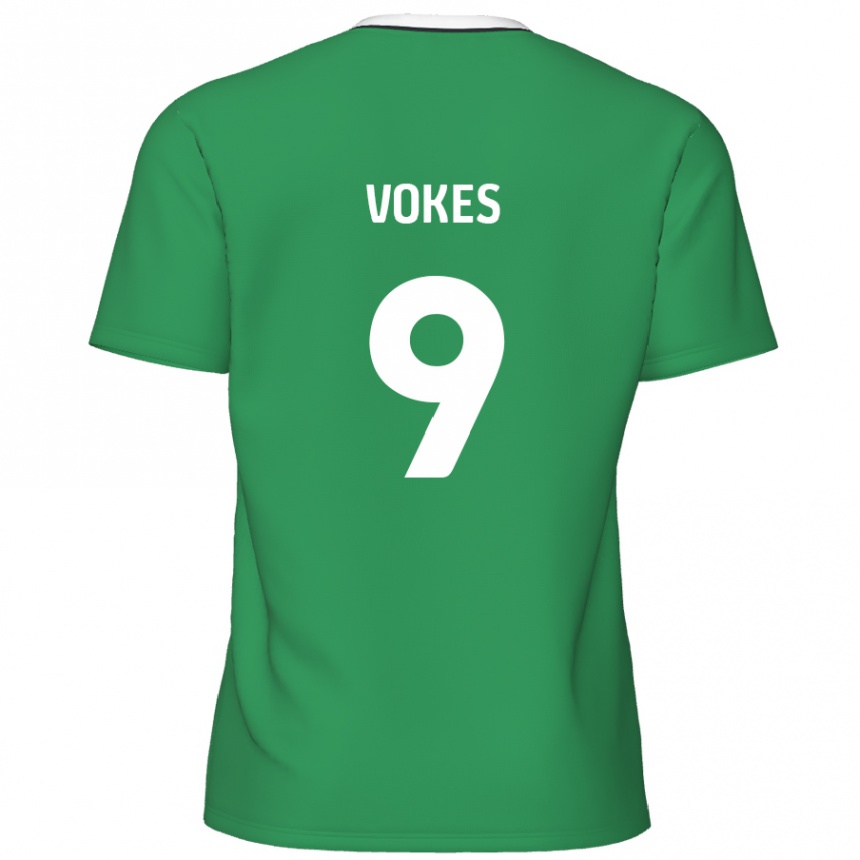 Kids Football Sam Vokes #9 Green White Stripes Away Jersey 2024/25 T-Shirt Australia