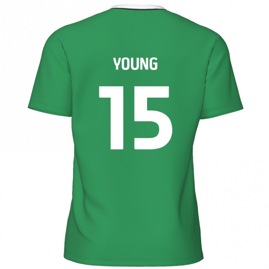 Kids Football Jack Young #15 Green White Stripes Away Jersey 2024/25 T-Shirt Australia