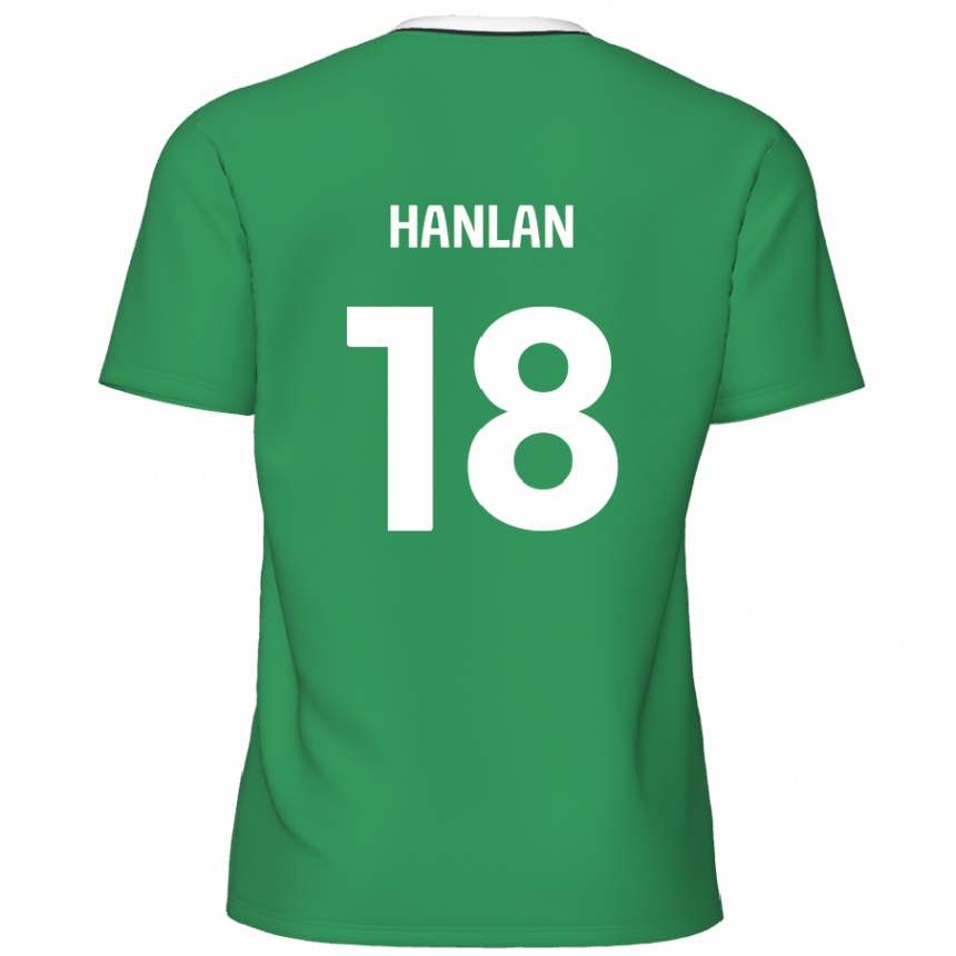 Kids Football Brandon Hanlan #18 Green White Stripes Away Jersey 2024/25 T-Shirt Australia