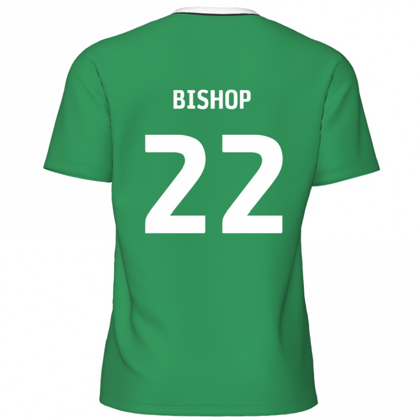 Kids Football Nathan Bishop #22 Green White Stripes Away Jersey 2024/25 T-Shirt Australia