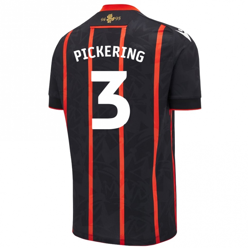 Kids Football Harry Pickering #3 Black Red Away Jersey 2024/25 T-Shirt Australia