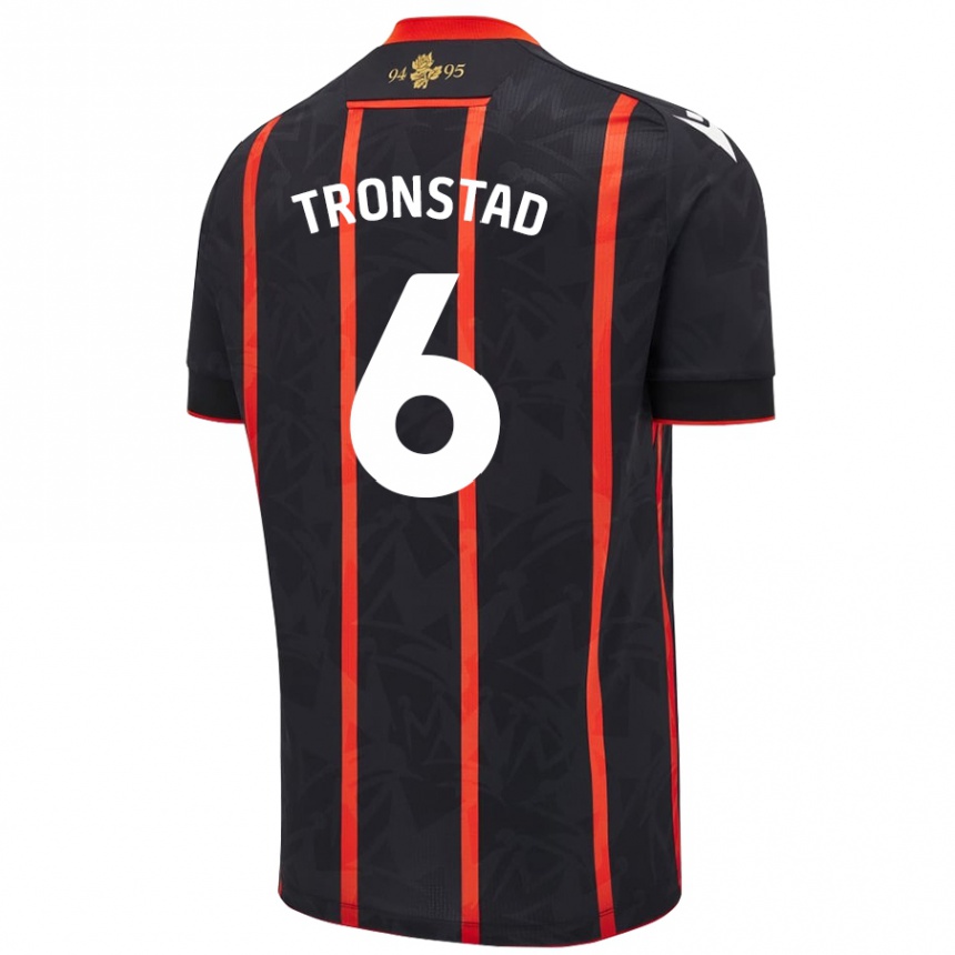 Kids Football Sondre Tronstad #6 Black Red Away Jersey 2024/25 T-Shirt Australia