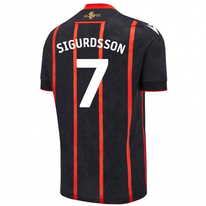 Kids Football Arnór Sigurdsson #7 Black Red Away Jersey 2024/25 T-Shirt Australia