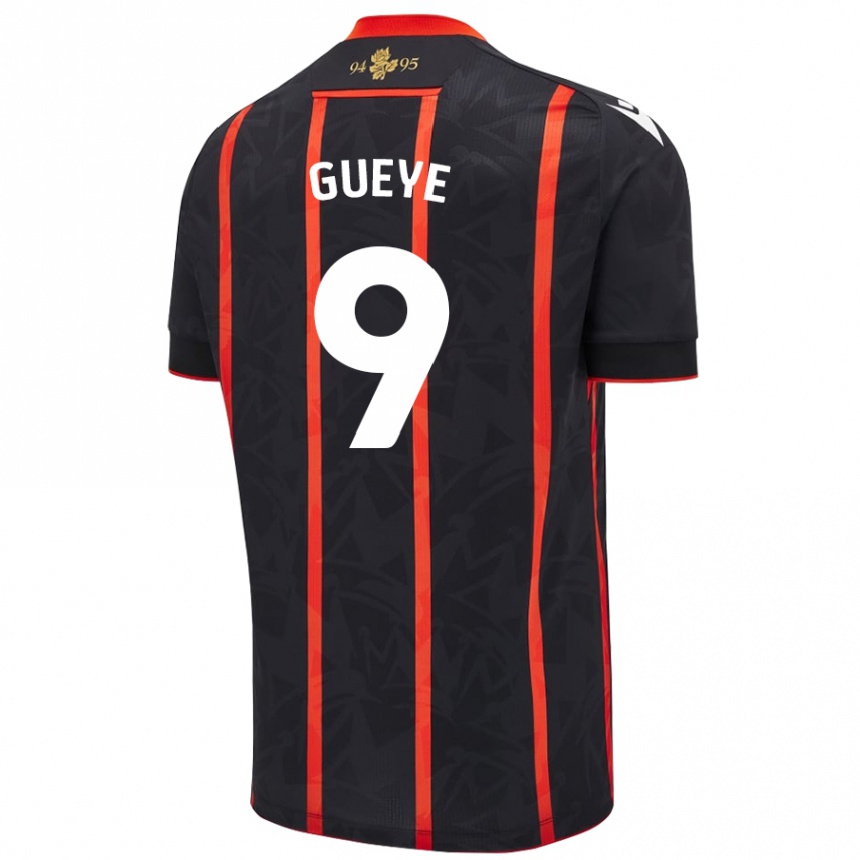 Kids Football Makhtar Gueye #9 Black Red Away Jersey 2024/25 T-Shirt Australia