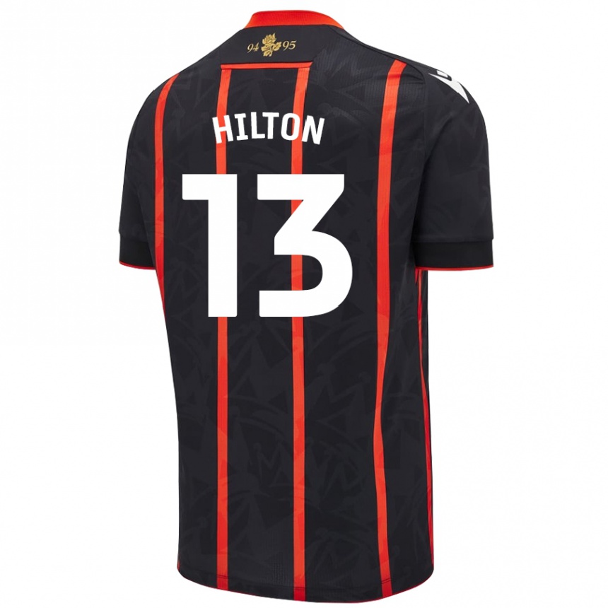 Kids Football Joe Hilton #13 Black Red Away Jersey 2024/25 T-Shirt Australia