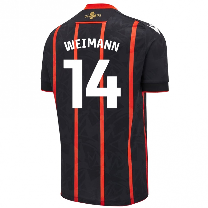 Kids Football Andreas Weimann #14 Black Red Away Jersey 2024/25 T-Shirt Australia