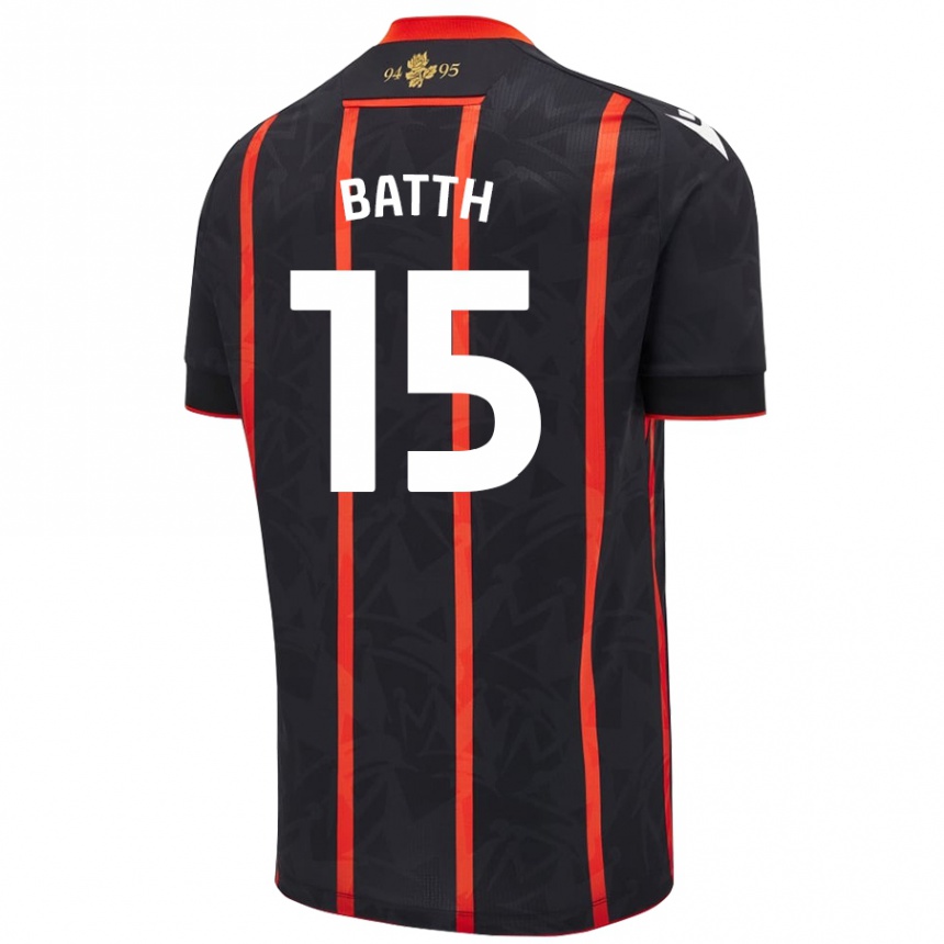 Kids Football Danny Batth #15 Black Red Away Jersey 2024/25 T-Shirt Australia