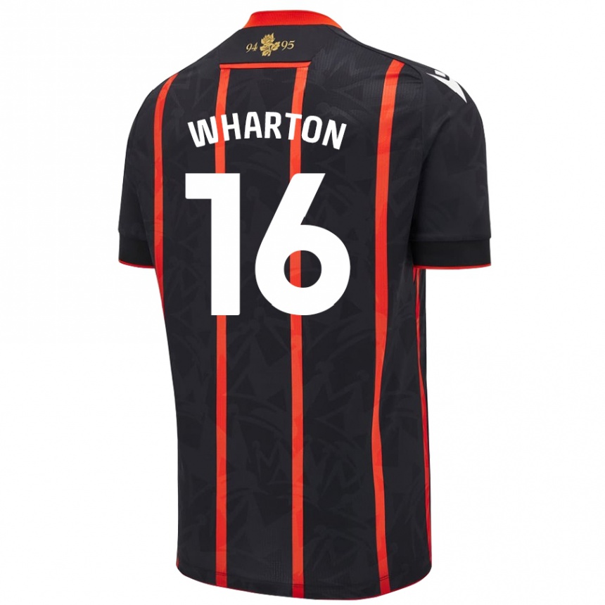 Kids Football Scott Wharton #16 Black Red Away Jersey 2024/25 T-Shirt Australia