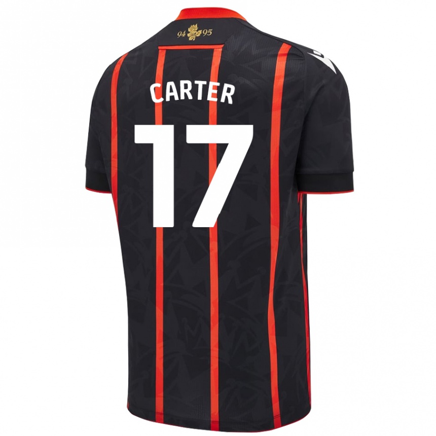 Kids Football Hayden Carter #17 Black Red Away Jersey 2024/25 T-Shirt Australia