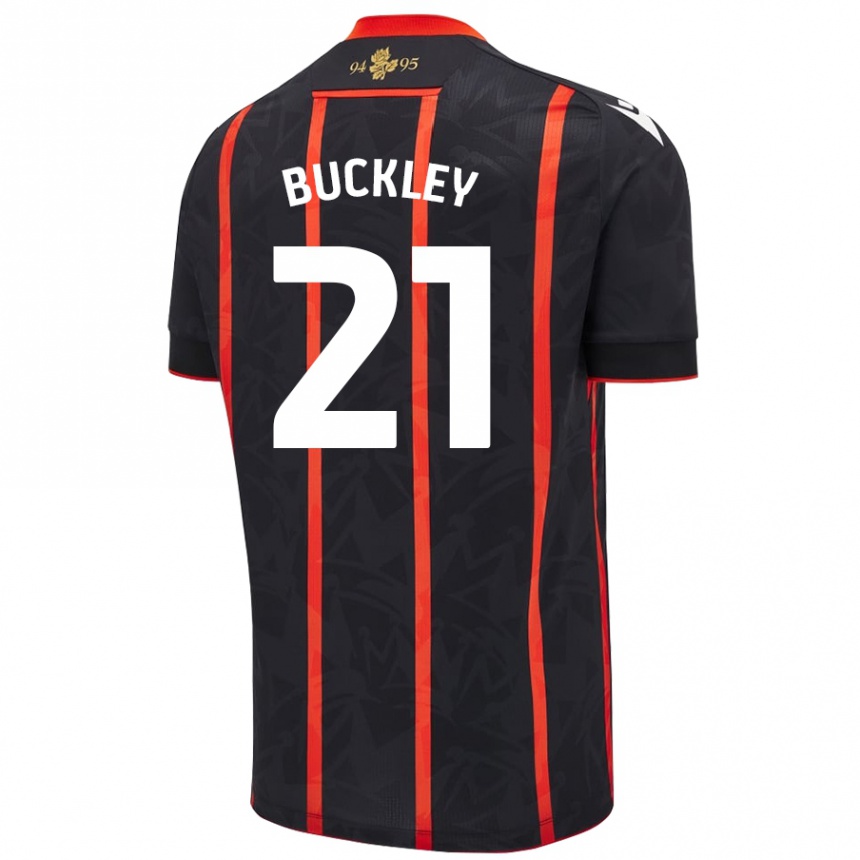 Kids Football John Buckley #21 Black Red Away Jersey 2024/25 T-Shirt Australia