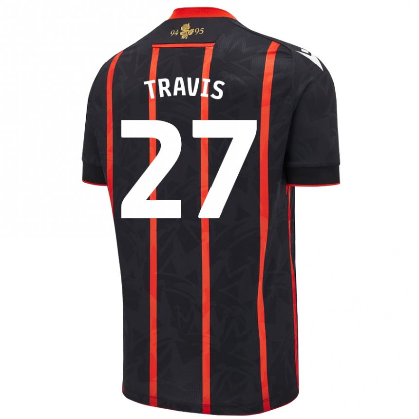 Kids Football Lewis Travis #27 Black Red Away Jersey 2024/25 T-Shirt Australia