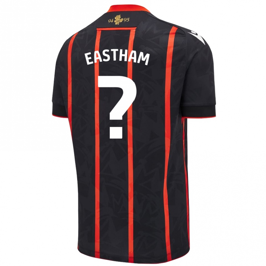 Kids Football Jordan Eastham #0 Black Red Away Jersey 2024/25 T-Shirt Australia