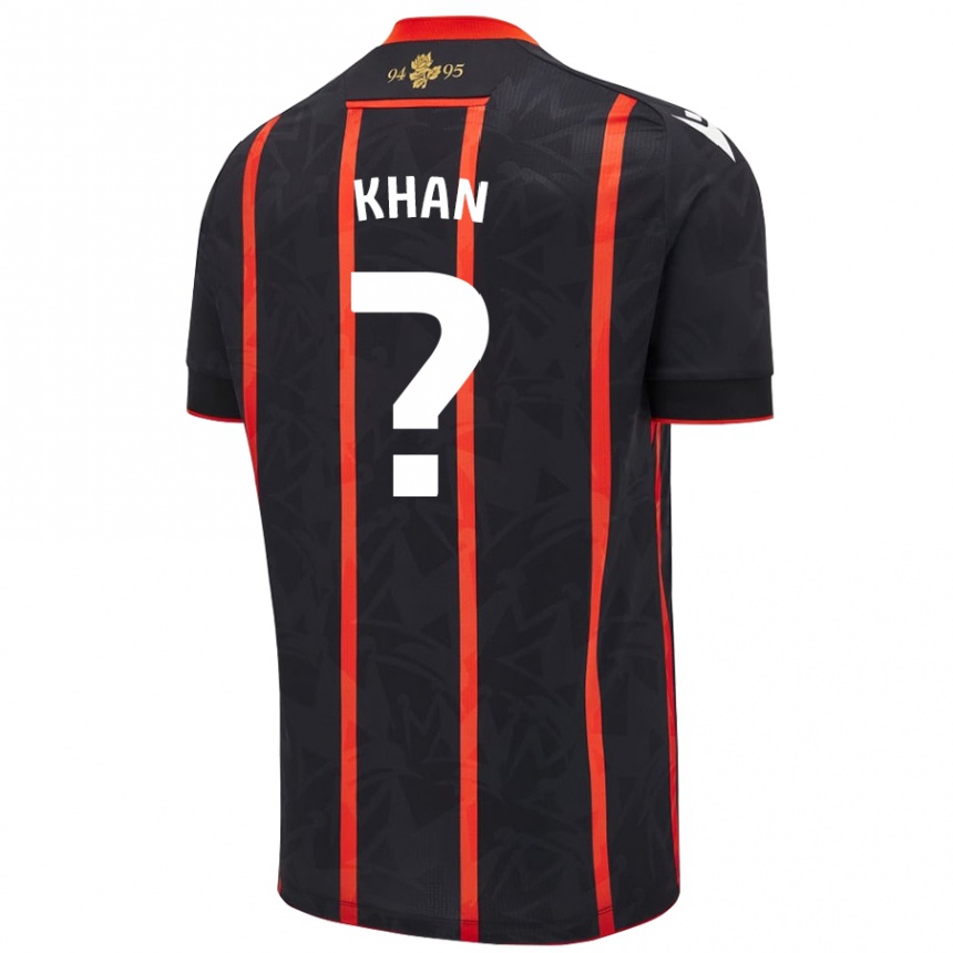 Kids Football Adam Khan #0 Black Red Away Jersey 2024/25 T-Shirt Australia