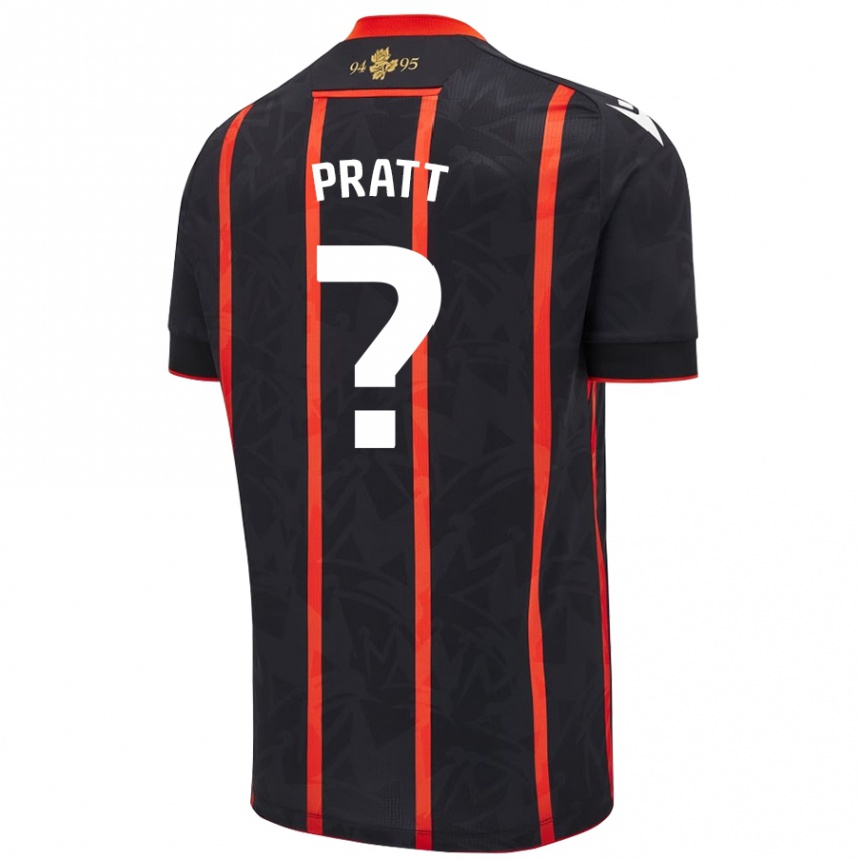 Kids Football George Pratt #0 Black Red Away Jersey 2024/25 T-Shirt Australia