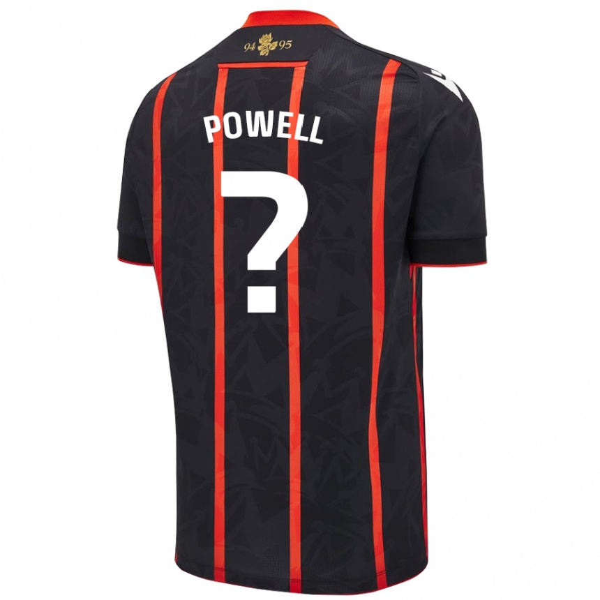 Kids Football Brandon Powell #0 Black Red Away Jersey 2024/25 T-Shirt Australia