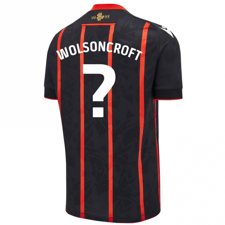 Kids Football Blake Wolsoncroft #0 Black Red Away Jersey 2024/25 T-Shirt Australia