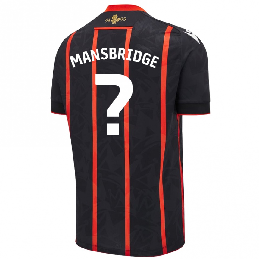 Kids Football Tyler Mansbridge #0 Black Red Away Jersey 2024/25 T-Shirt Australia