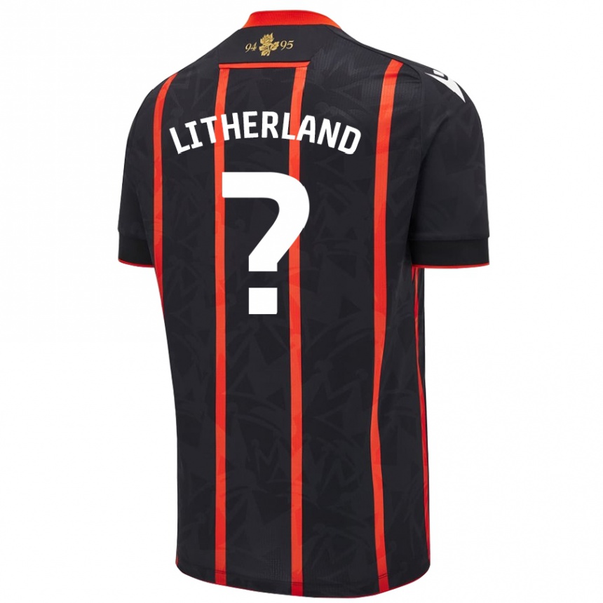 Kids Football Matty Litherland #0 Black Red Away Jersey 2024/25 T-Shirt Australia