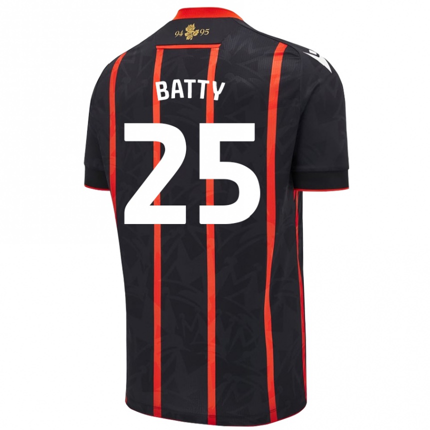 Kids Football Jake Batty #25 Black Red Away Jersey 2024/25 T-Shirt Australia