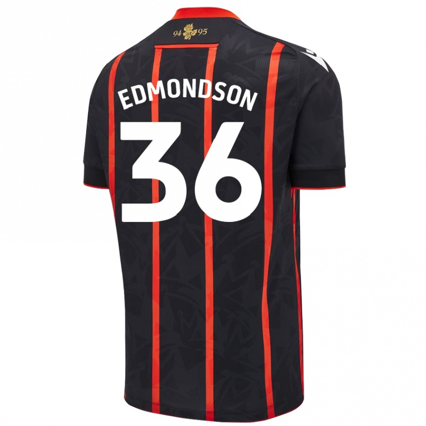 Kids Football James Edmondson #36 Black Red Away Jersey 2024/25 T-Shirt Australia