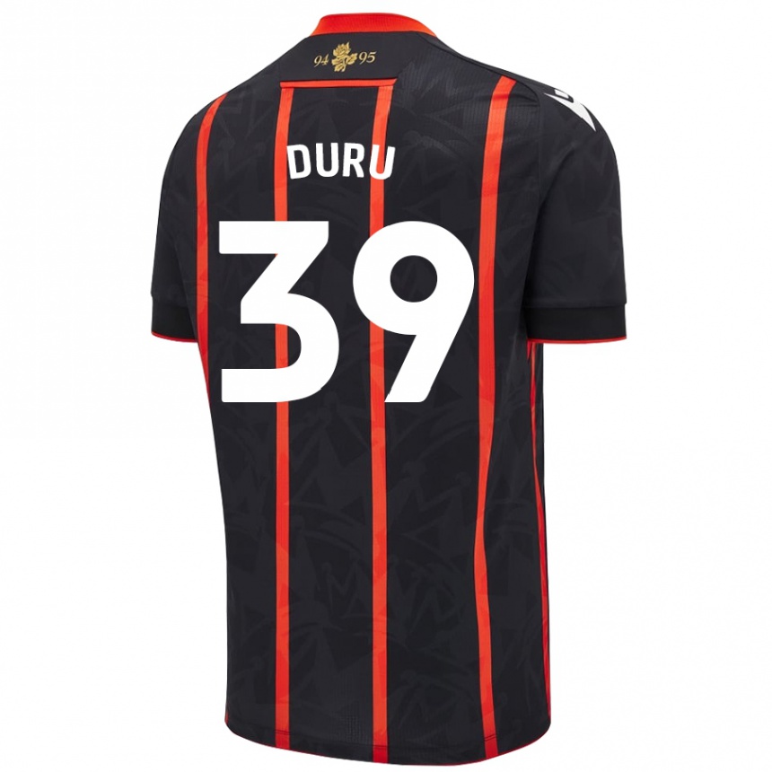 Kids Football Leo Duru #39 Black Red Away Jersey 2024/25 T-Shirt Australia