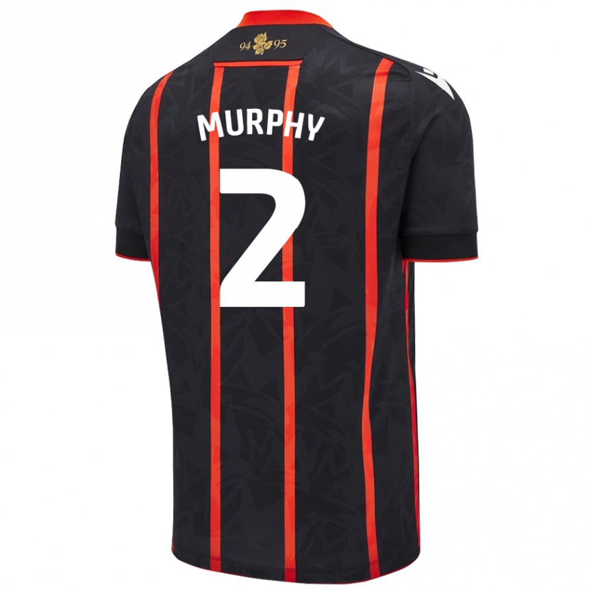 Kids Football Niamh Murphy #2 Black Red Away Jersey 2024/25 T-Shirt Australia