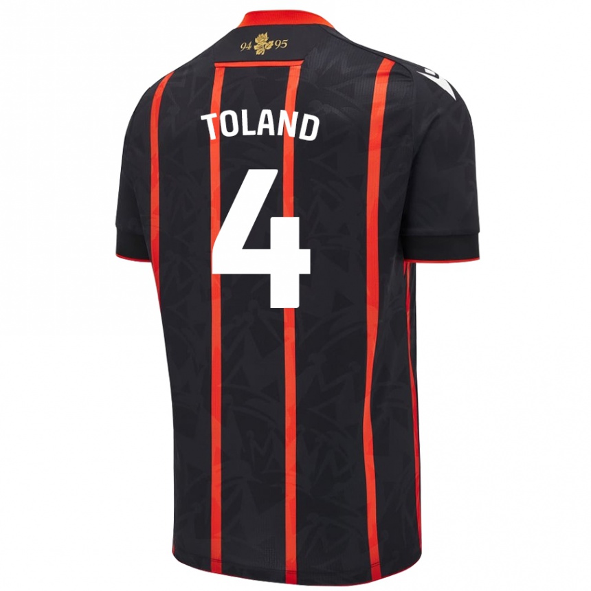 Kids Football Tyler Toland #4 Black Red Away Jersey 2024/25 T-Shirt Australia