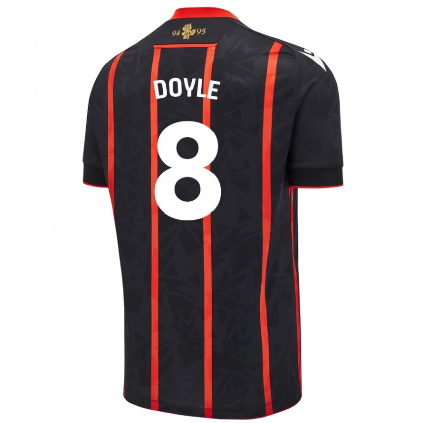 Kids Football Emma Doyle #8 Black Red Away Jersey 2024/25 T-Shirt Australia