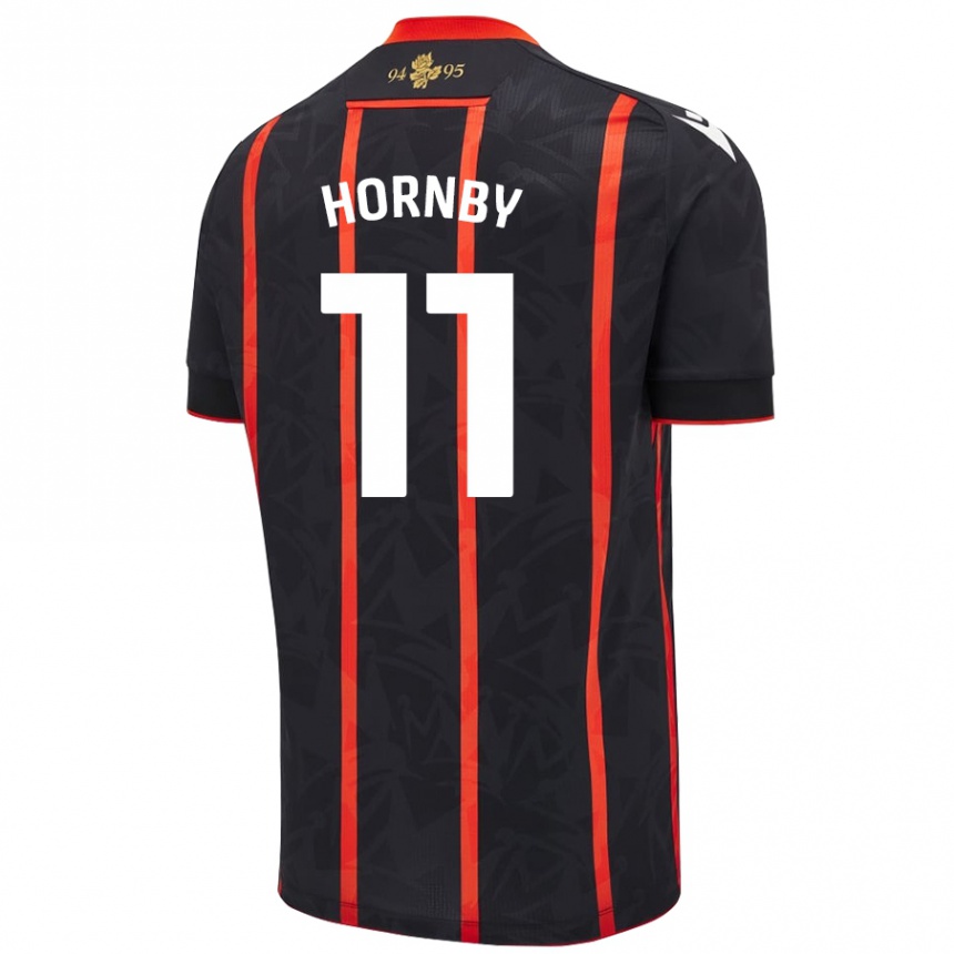 Kids Football Megan Hornby #11 Black Red Away Jersey 2024/25 T-Shirt Australia