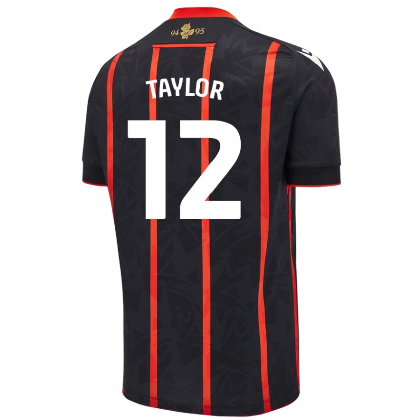 Kids Football Emma Taylor #12 Black Red Away Jersey 2024/25 T-Shirt Australia