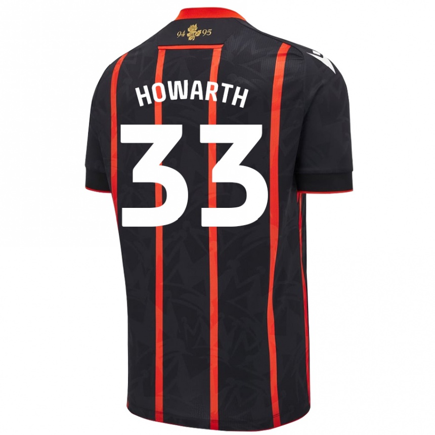 Kids Football Taylor Howarth #33 Black Red Away Jersey 2024/25 T-Shirt Australia